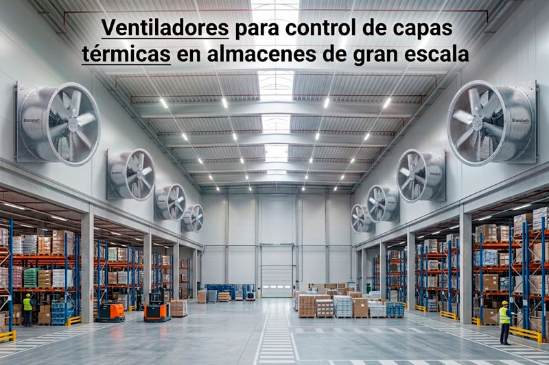 Ventiladores para control de capas térmicas en almacenes de gran escala