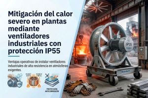 Mitigación del calor severo en plantas mediante ventiladores industriales con protección IP55