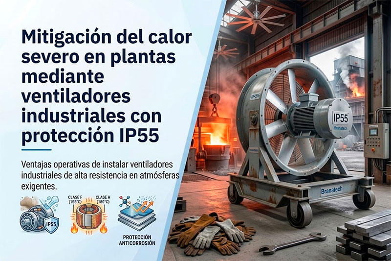 Mitigación del calor severo en plantas mediante ventiladores industriales con protección IP55